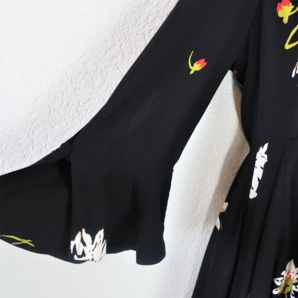 Free People XS Mini Dress Black Flowy Wrap Time On My Side - Picture 4 of 10